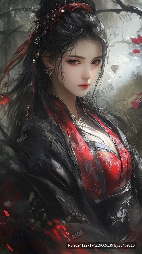 红衣少女设计古风