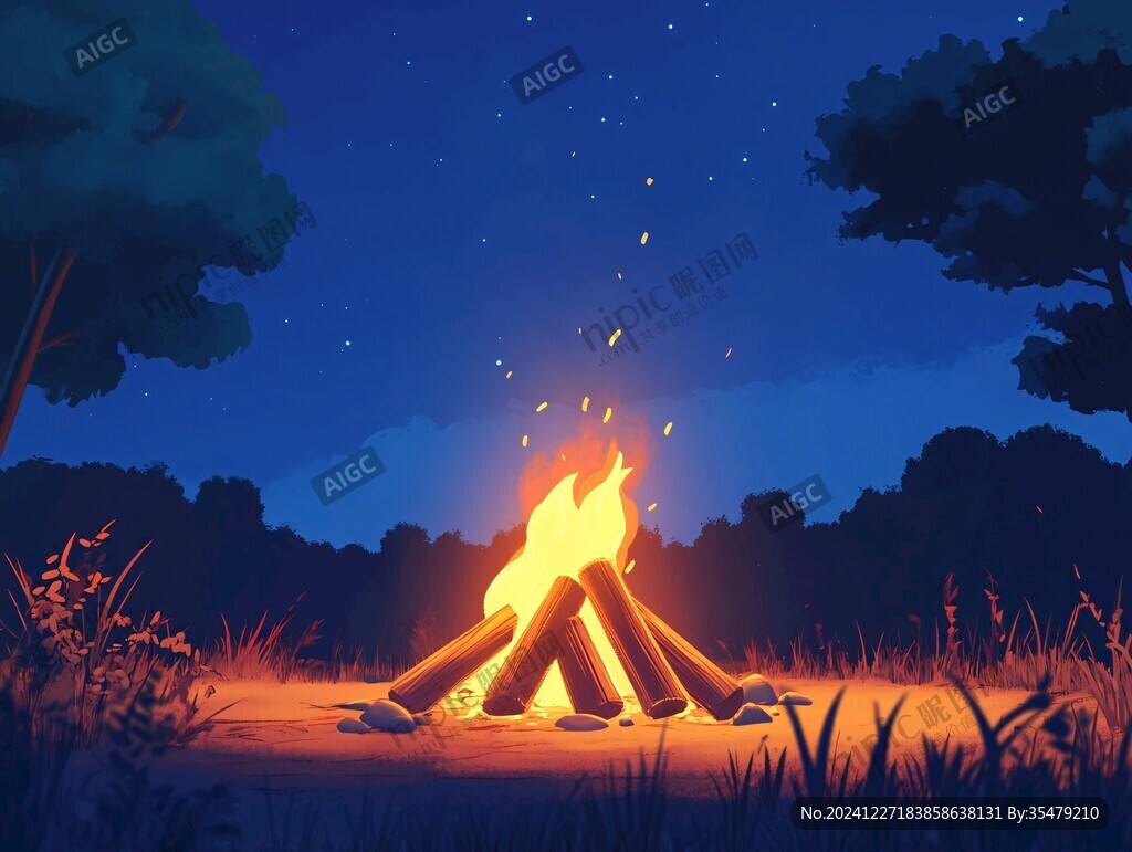 户外露营插画kv