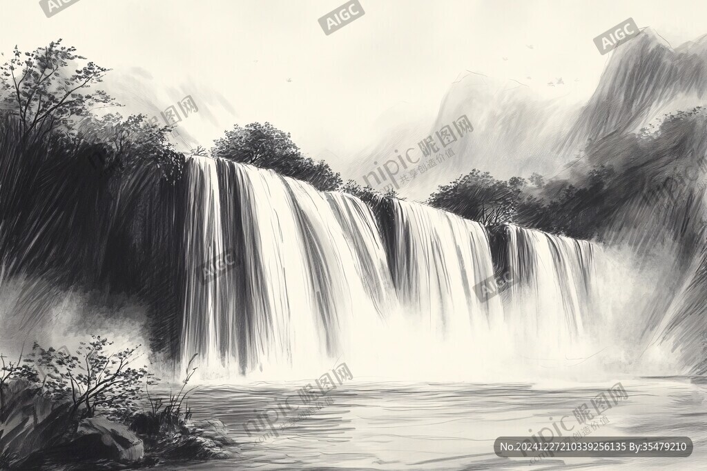 黄果树瀑布插画