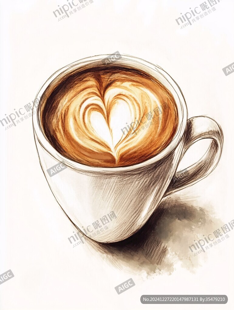 咖啡拉花插画