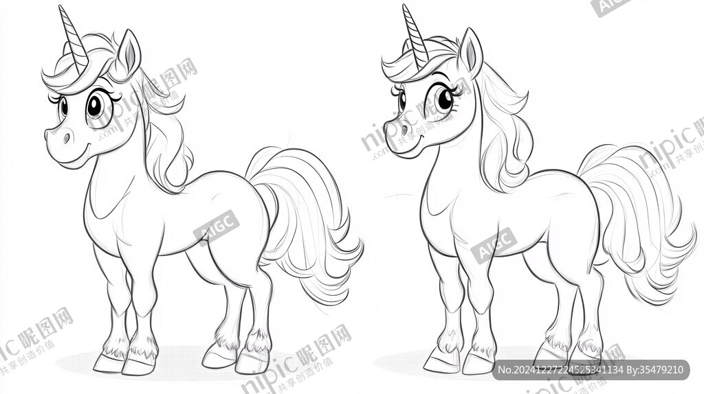 独角兽线稿