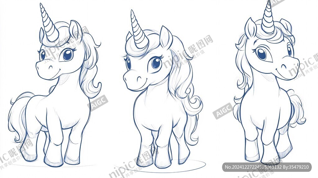 独角兽线稿