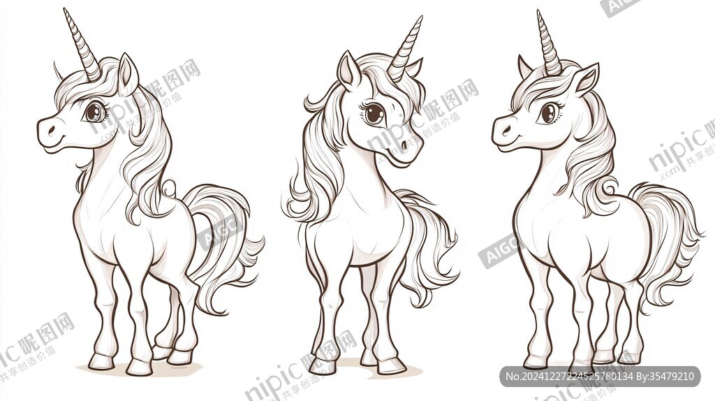 独角兽线稿