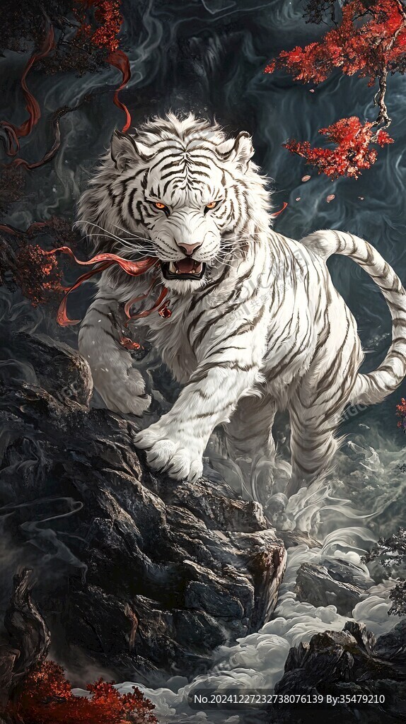 海报年画白虎原创