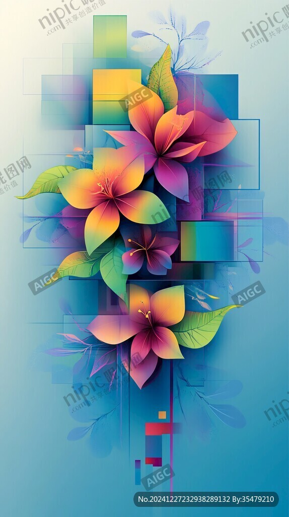 高端抽象花卉色块