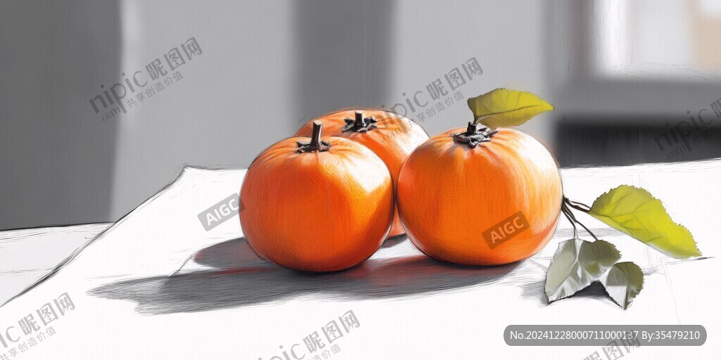 蒲州珠蜜柿插画