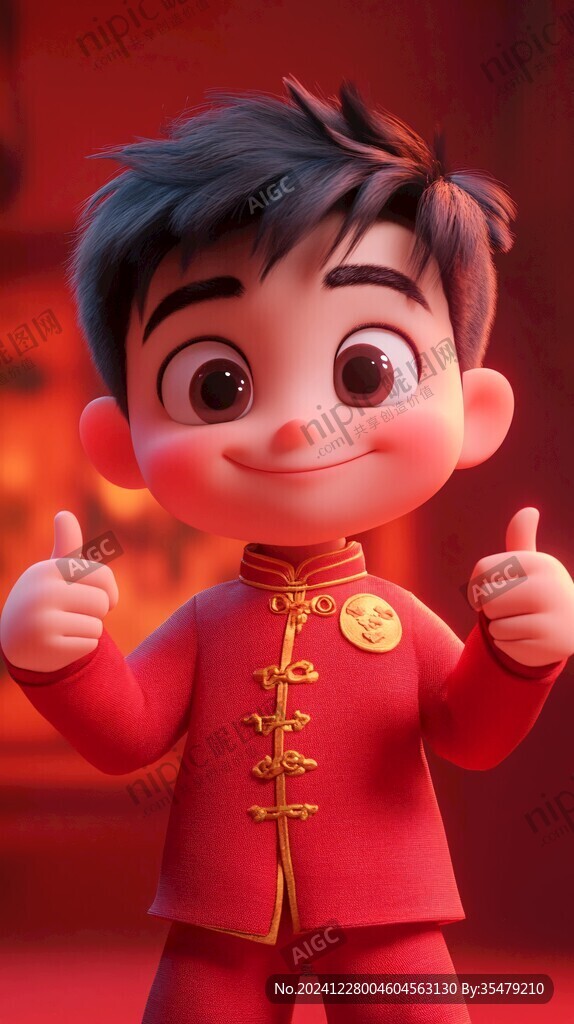 喜庆掌柜小男孩