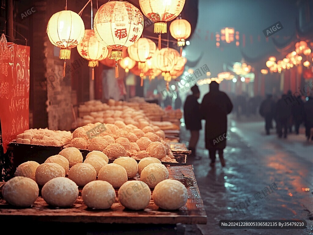 元宵节的小吃摊