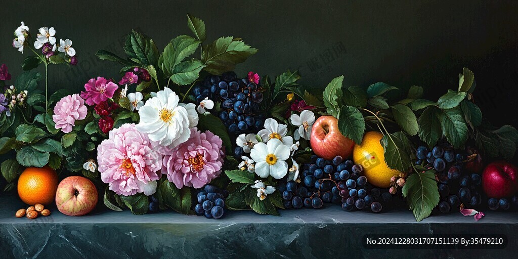 花朵水果油画