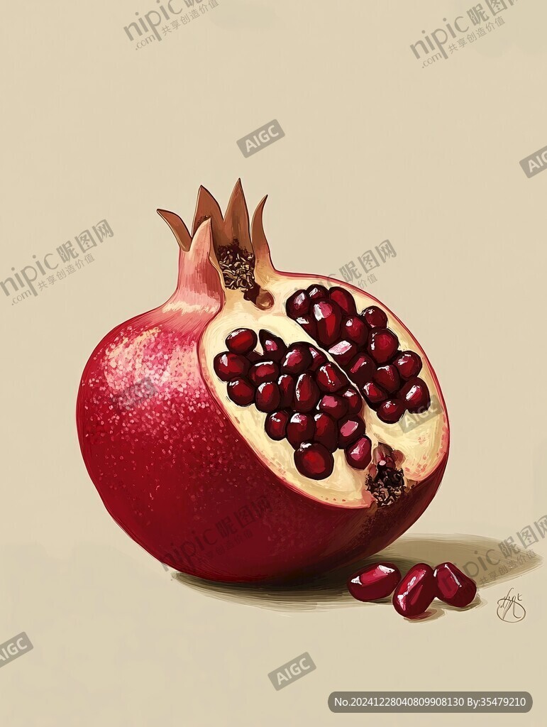原创插画石榴