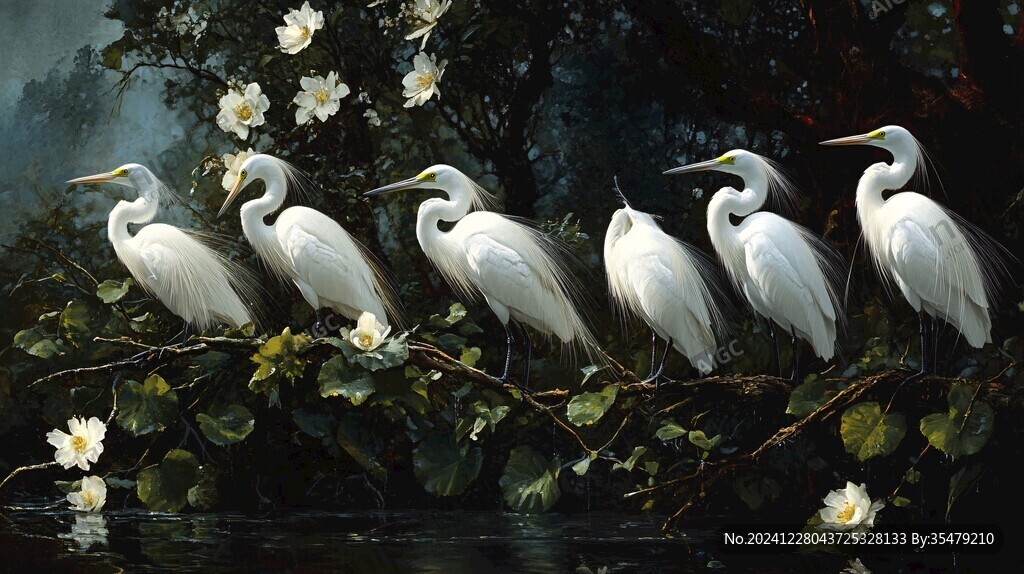 白鹭水鸟客厅背景画