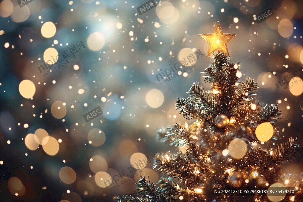 圣诞树创意星光背景