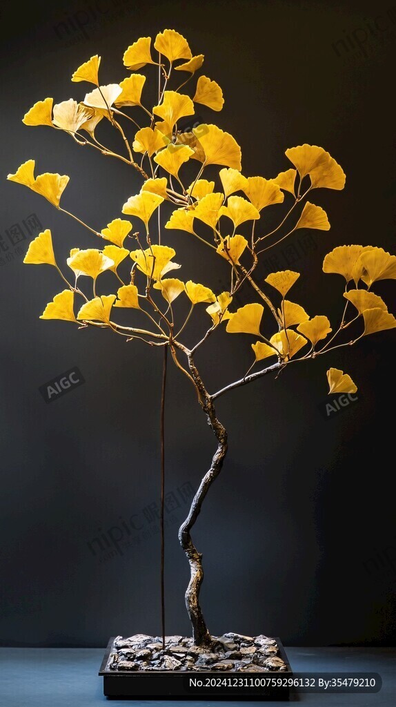 扇形银杏叶小品摆件