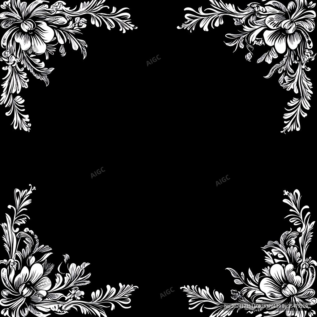 边框灰度图花边黑白图