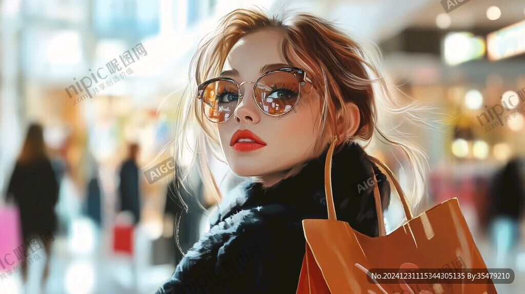 潮流插画美女人物插画