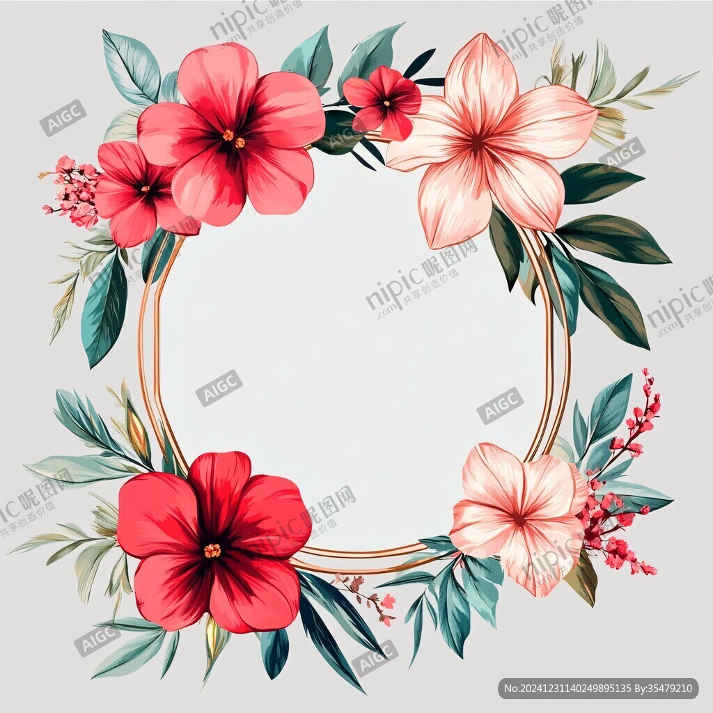 田园风热带树叶花朵