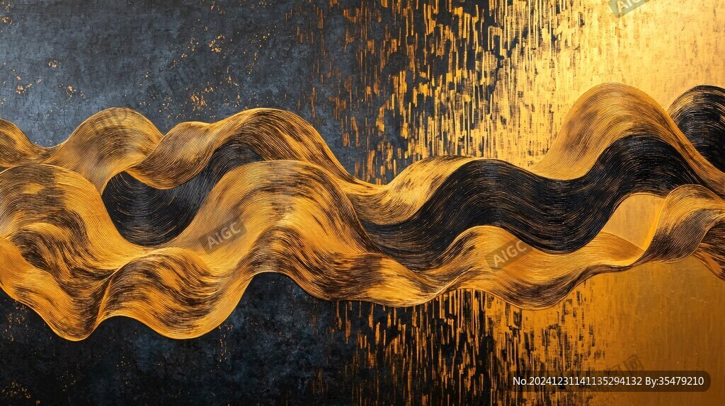 黄金流体艺术画