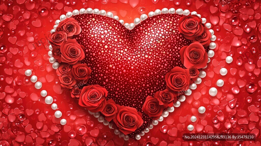 爱心形状玫瑰花背景