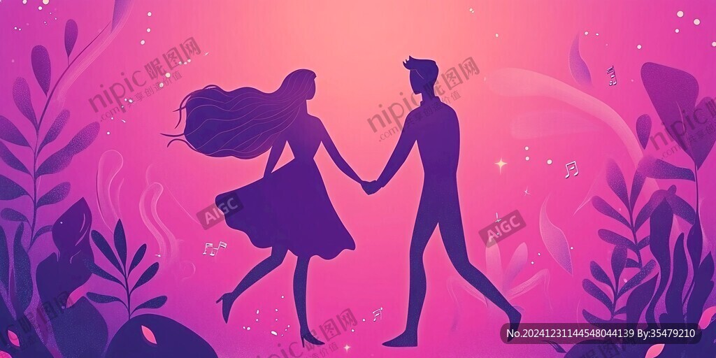 浪漫情侣插画背景