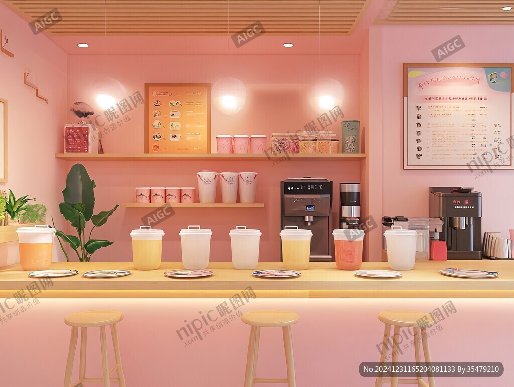 粉红色奶茶店