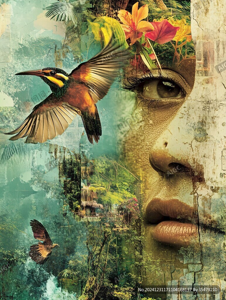 人脸色块拼接装饰画