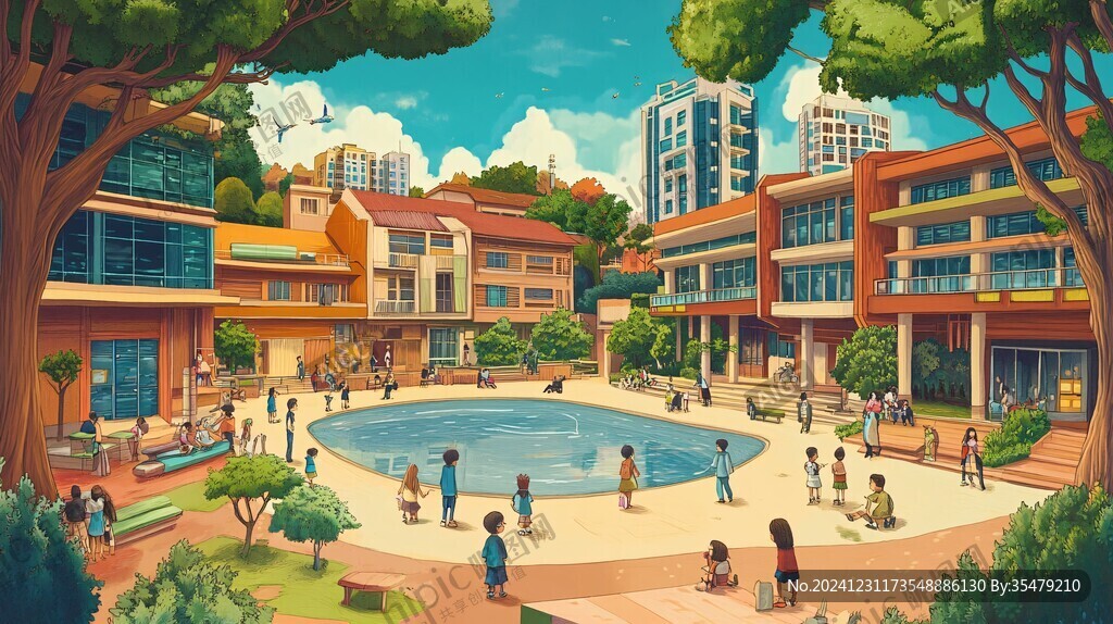 校园场景插画