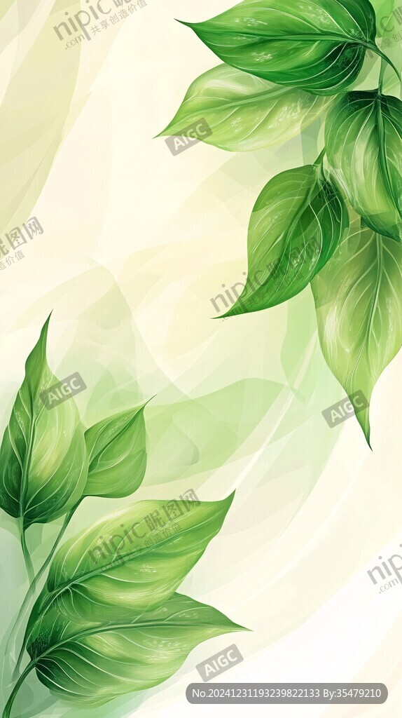 高清绿叶背景图片