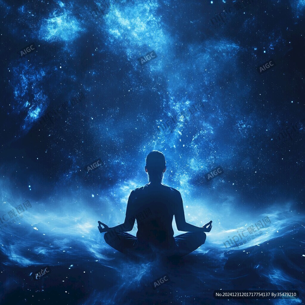 合掌打坐人物剪影