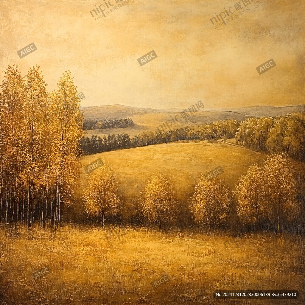 秋季白桦林油画