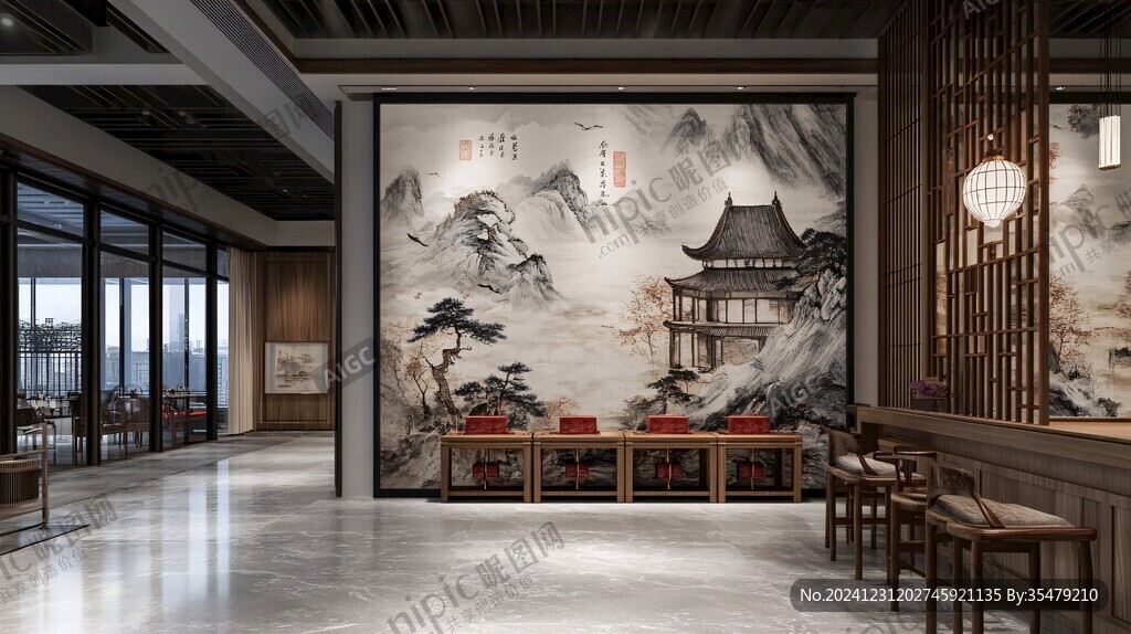 迎客松酒店客厅背景