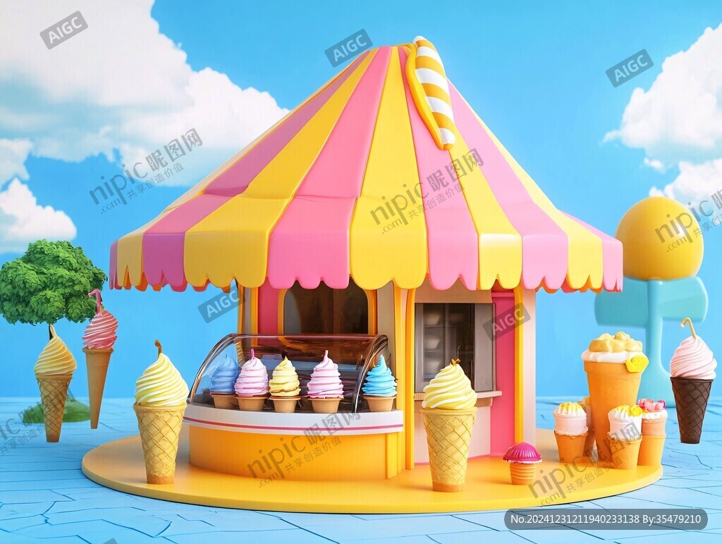 冰激凌摊位效果图