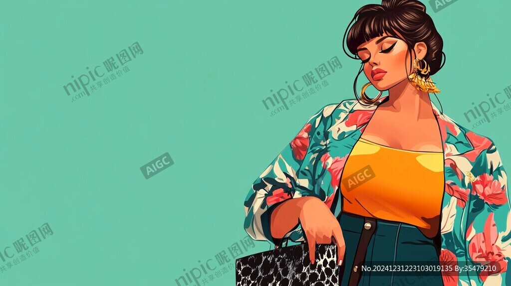 潮流插画美女人物插画