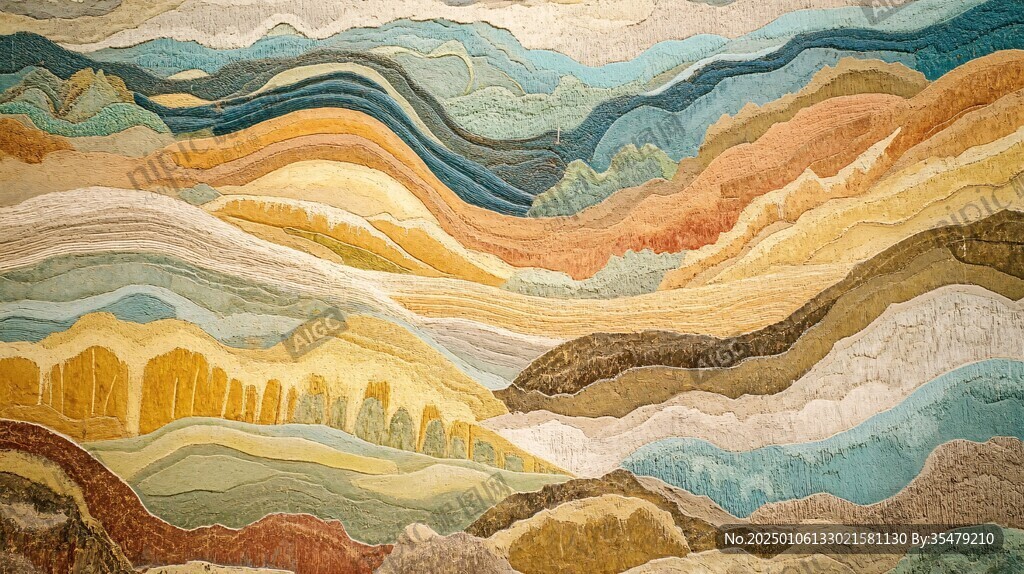 巨幅橙蓝抽象地毯纹