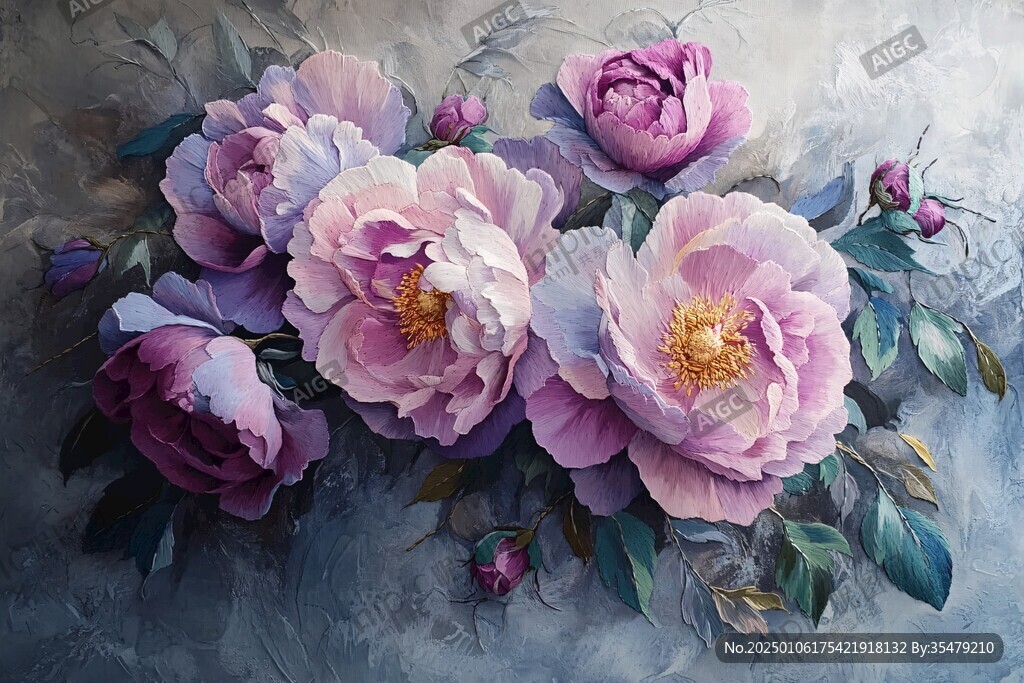 油画牡丹花