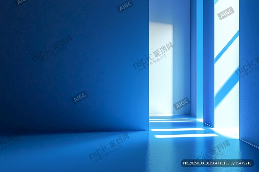 建筑设计蓝色的房间