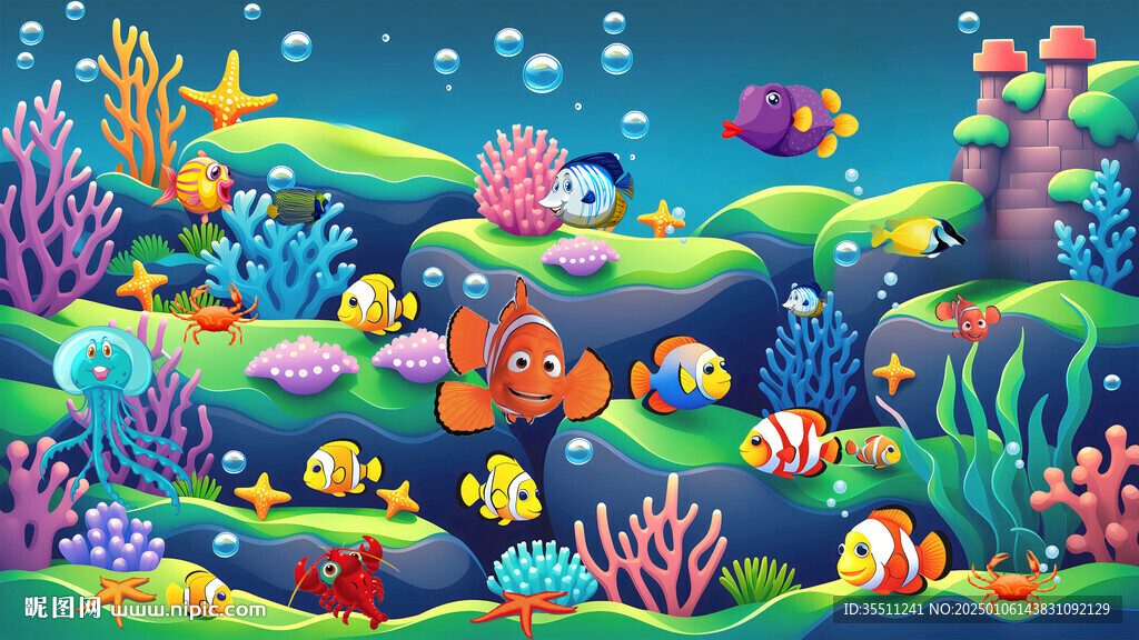 卡通海底世界壁画