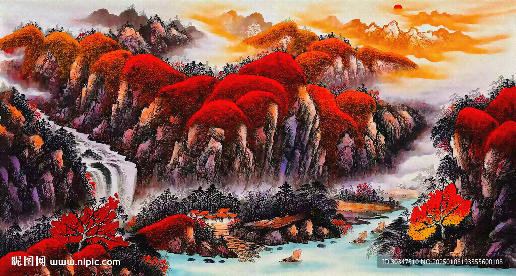 鸿运当头山水画