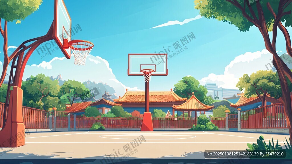 卡通篮球场