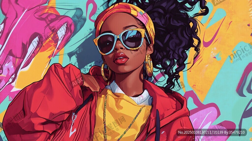 潮流插画美女人物插画