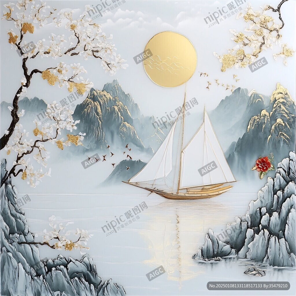 一帆风顺背景墙