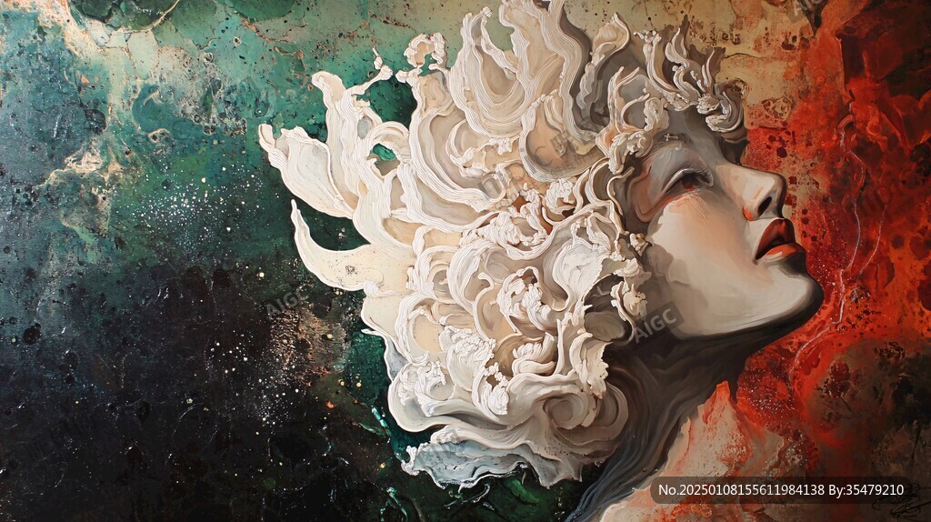 唯美抽象画水彩画女人