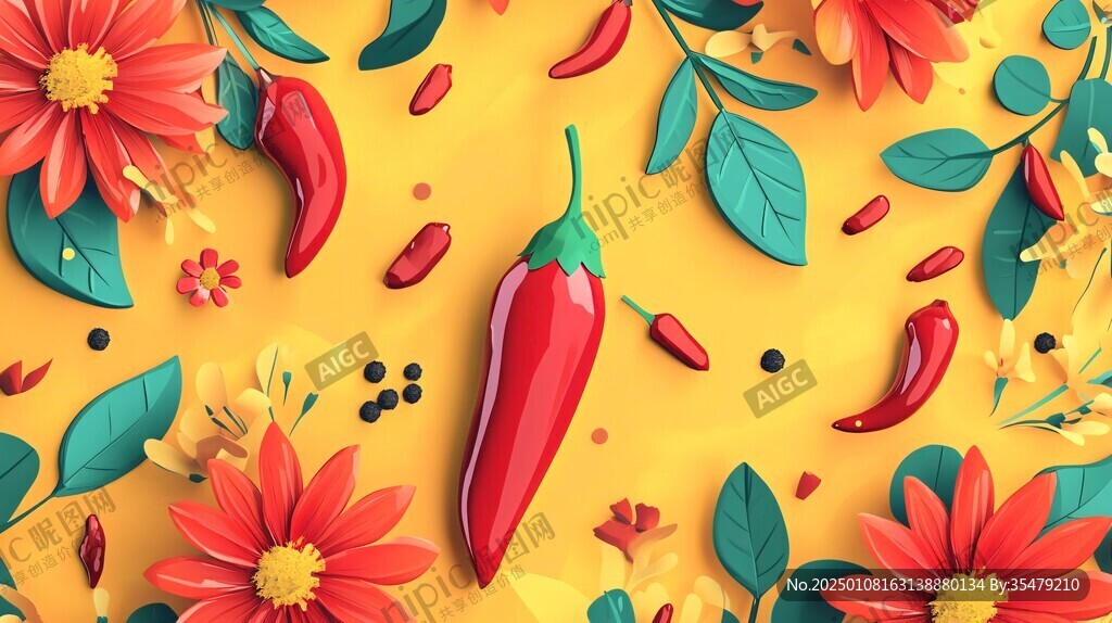 辣椒插画场景图
