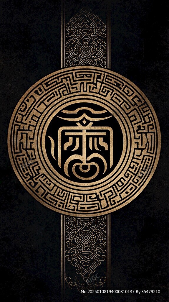 蒙古族喜图案设计金色