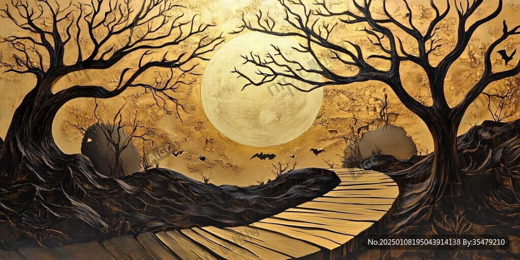 虎溪夜月景点插画