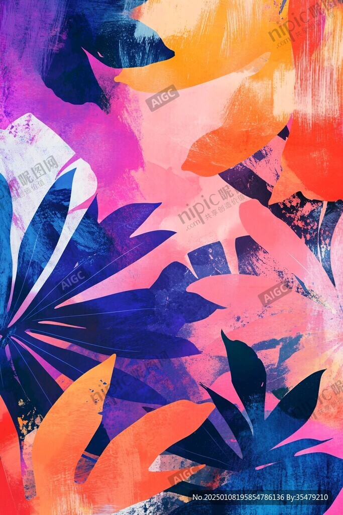 高端抽象花卉色块