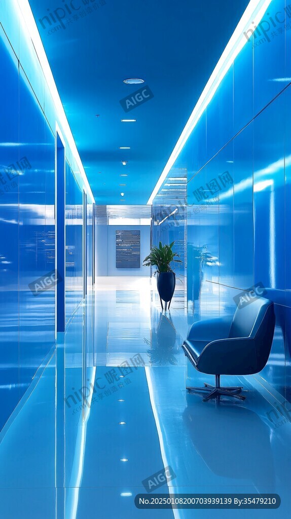 建筑设计蓝色的房间