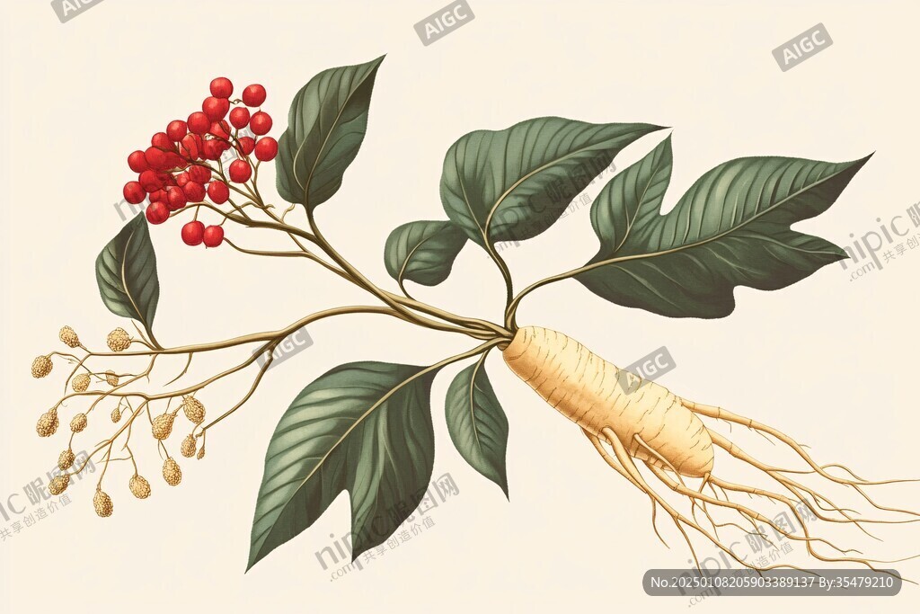 西洋参插画设计