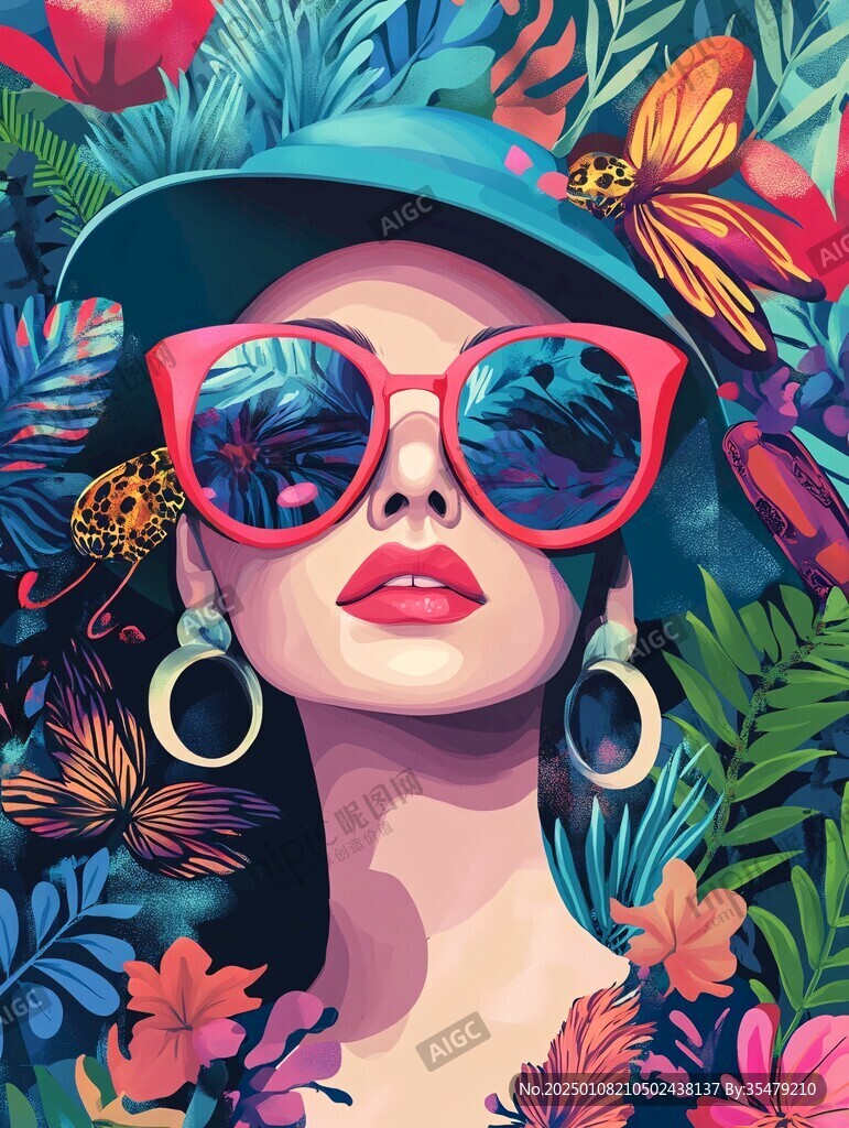 潮流插画美女人物插画