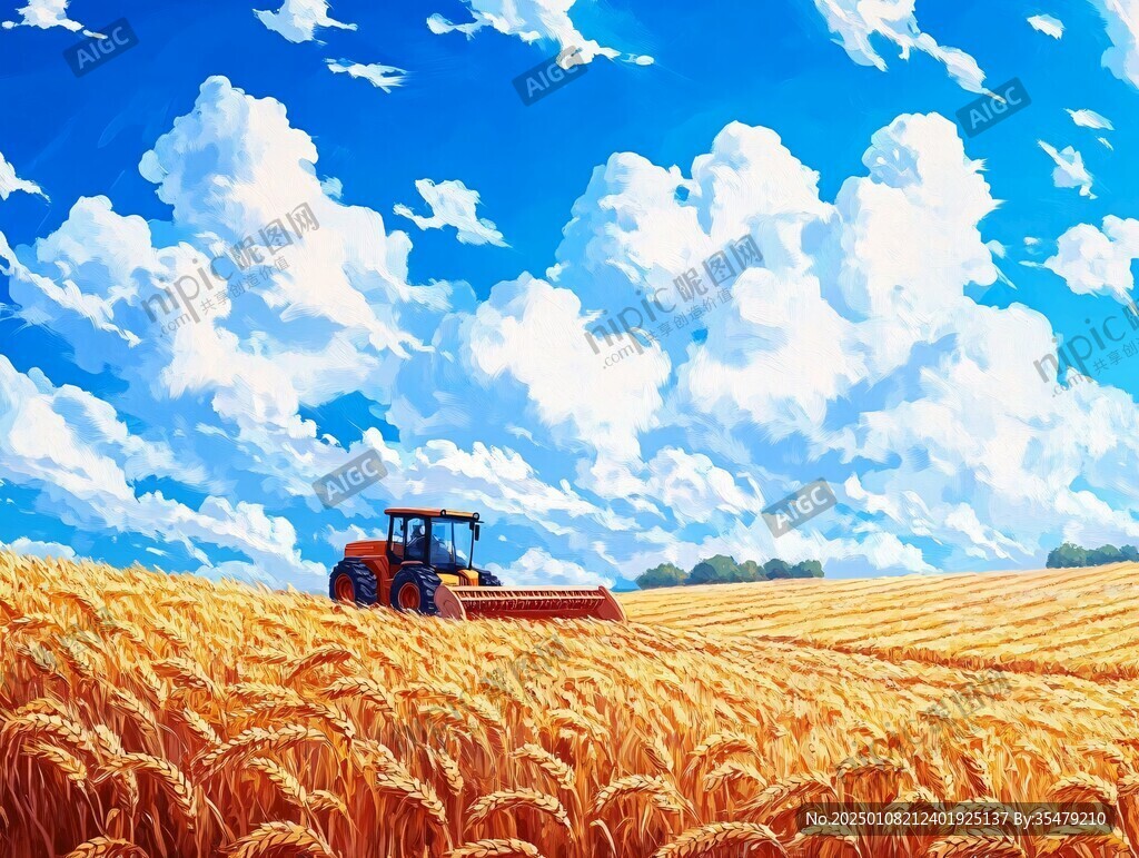 收割小麦插画