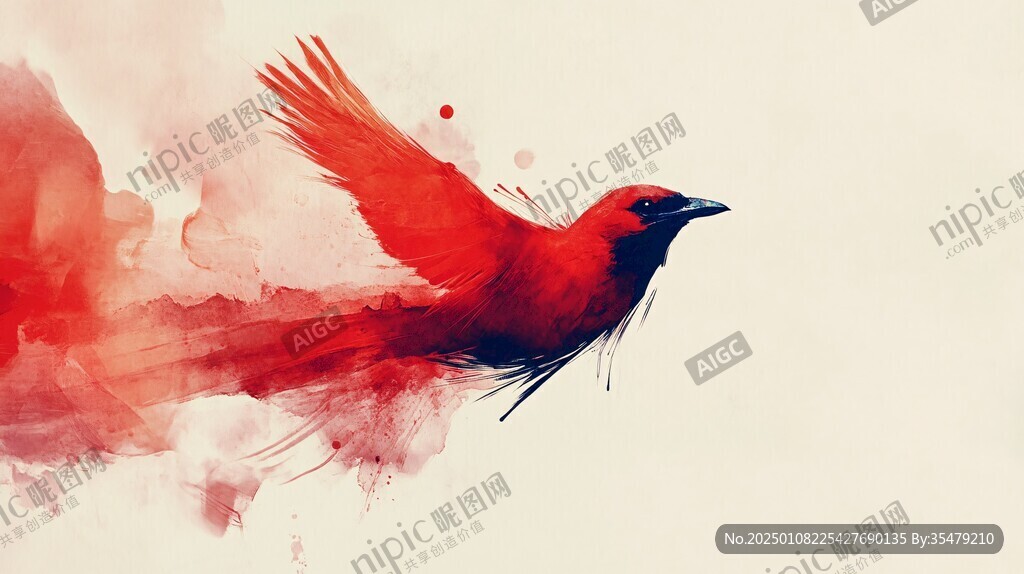 水墨插画北朱雀